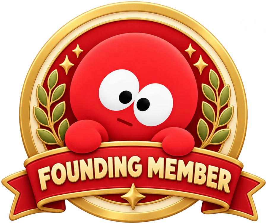 ตรา Founding Member น้องหมึกเกาะริบบิ้นสีแดง